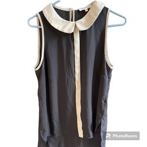 Monteau Black and Cream Sleeveless Top